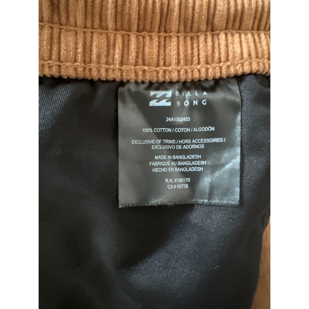 Billabong Mens Corduroy Mike Drawstring Shorts Brown Elastic Waist  Large - Picture 7 of 11